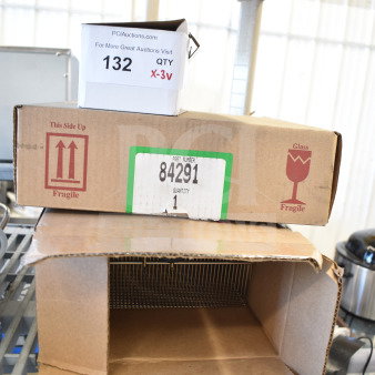 Three new items: Perfect Fry 84291 air filter kit and Blodgett 8281 basket. Boxes labeled fragile, part number visible.