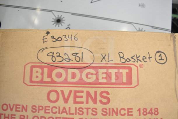 Blodgett 8281 XL Basket box with handwritten markings including "E30346" and "XL Basket 1."