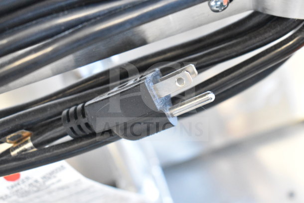 Black power cord and plug of the 2026 Pitco Frialator P18 Portable Fryer Oil Filter Machine, 120V, 1 Phase.