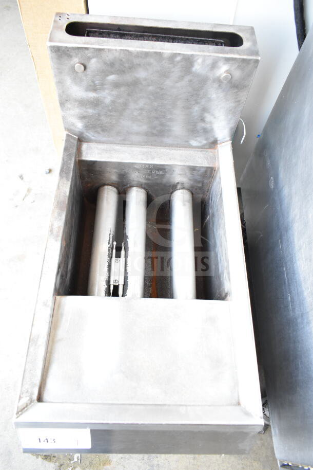 Pitco Frialator commercial countertop gas deep fat fryer, stainless steel, showing heating elements, fair condition.