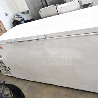 Thermo 8621 chest freezer with Enviro-Scan unit, white exterior, visible brand logo, used condition.