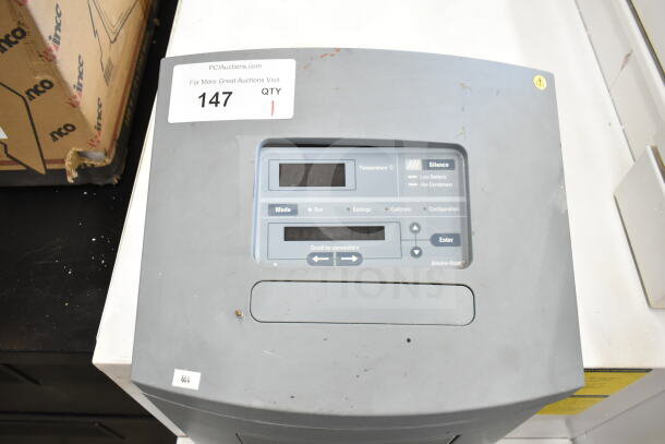 Thermo 8621 Chest Freezer with Enviro-Scan unit, digital display, mode settings, in good condition. Auction label "147".