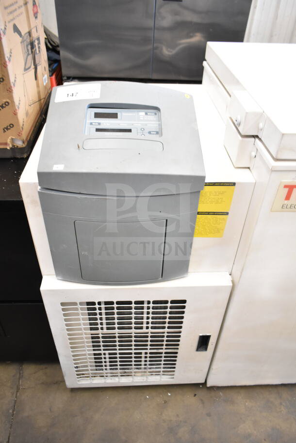 Thermo 8621 Chest Freezer with Enviro-Scan Unit, visible control panel, moderate wear, auction label attached.