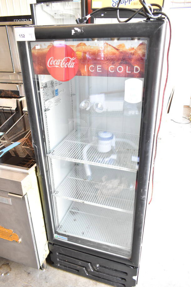 Imbera VR12 Commercial Cooler Merchandiser, single door, 115V, used condition, visible Coca-Cola branding on door.