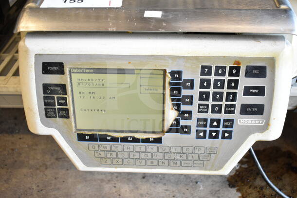 Hobart Quantum-1 commercial food scale, tested and working, without power cord, 120 volts, visible wear.
