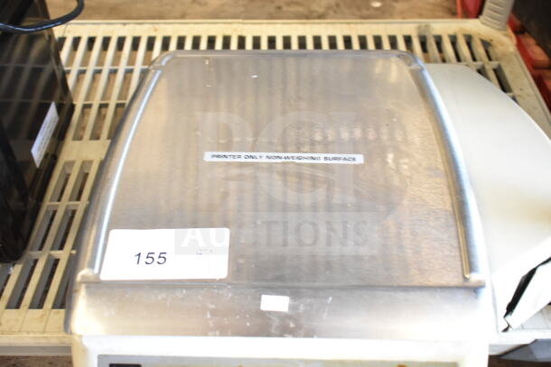 Hobart Quantum-1 commercial food portioning scale, stainless steel, 120V, tested, working, no power cord, model label visible.