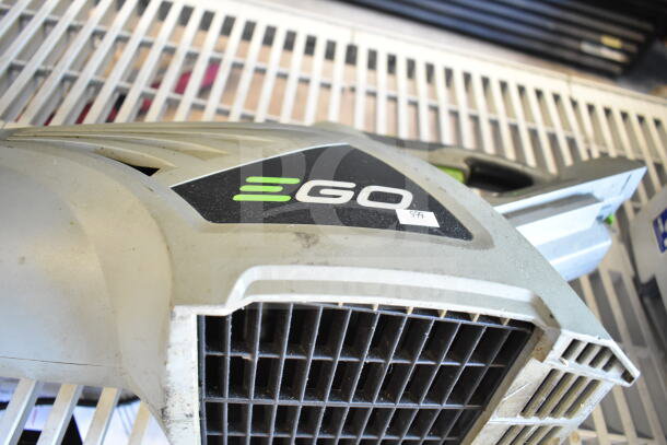 EGo Power+ battery powered blower, visible wear, black and green logo, auction tag attached.