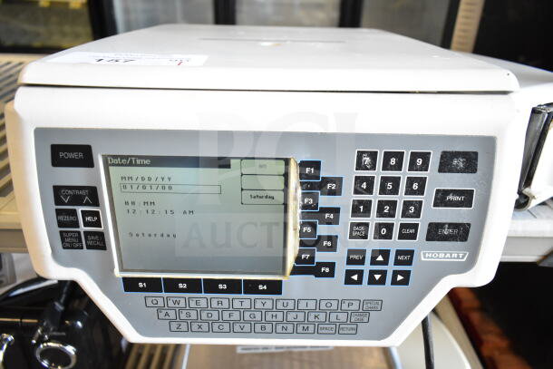 Hobart Quantum-1 commercial countertop food portioning scale, tested, working, no power cord, 120V, 1 phase, keypad visible.