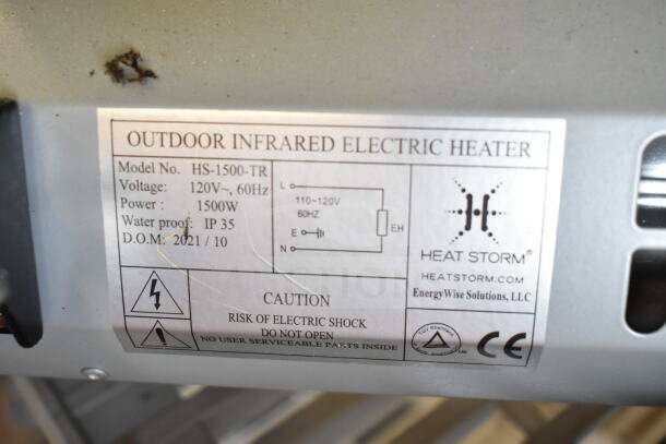 5 various bug zappers, 120 volts, 1 phase. Includes label with specs: Heat Storm HS-1500-TR, 1500W, waterproof IP35.