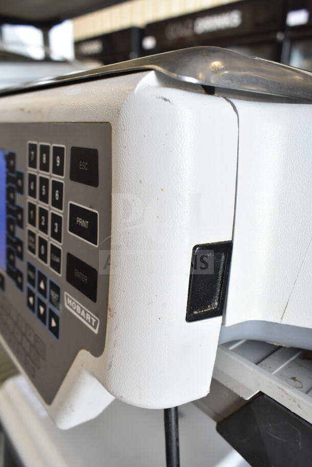 Hobart Quantum-P-1T commercial portioning scale, tested, working, no power cord, 120V, visible keypad and Hobart logo.