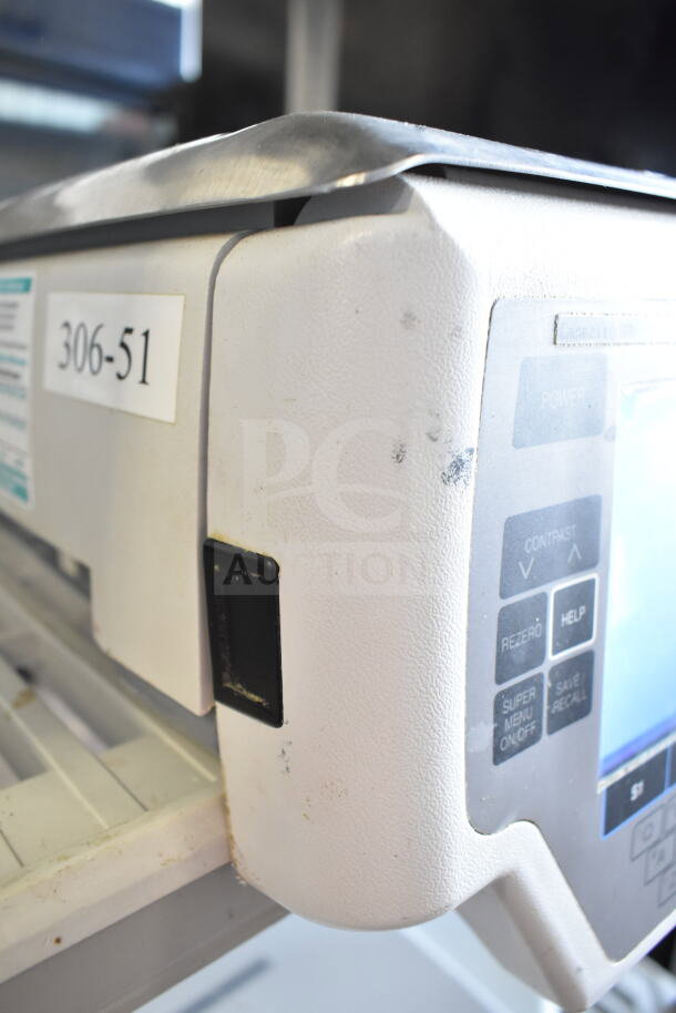 Hobart Quantum-P-1T food portioning scale, white, minor wear, no power cord, tested working, model label 306-51 visible.