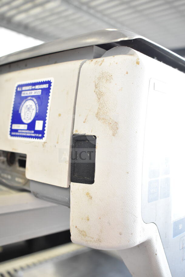 Hobart Quantum-1 commercial food portioning scale, 120V, tested and working, visible wear, 2023 calibration seal.
