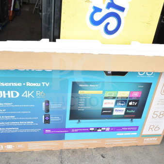 IN ORIGINAL BOX! Hisense 58R6E5 UHD 4K 58" Television.