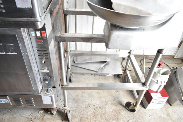 Hobart 84196 Commercial Buffalo Chopper on stand. Stainless steel, 115V, 1 Phase. Used condition, on wheels.