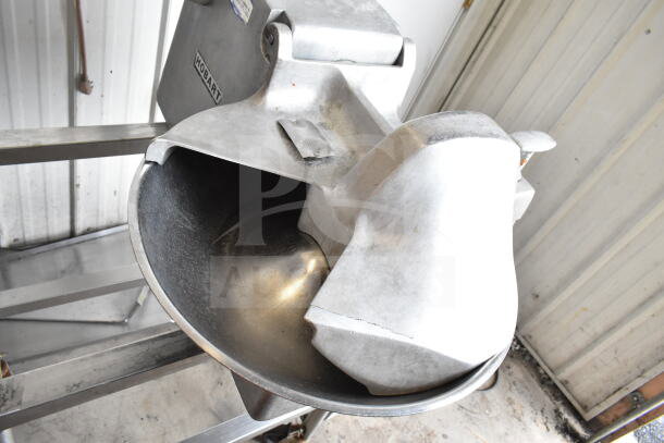 Hobart 84196 Buffalo Chopper on stand. Features stainless steel bowl, 115 volts, 1 phase. Visible Hobart branding.