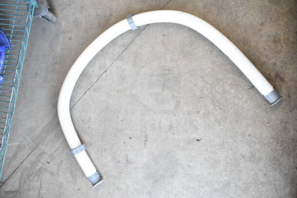 FlowClear 90403E Filter Pump hose, flexible white plastic with gray cuffs, for 110-120V 1 Phase model. Appears in good condition.