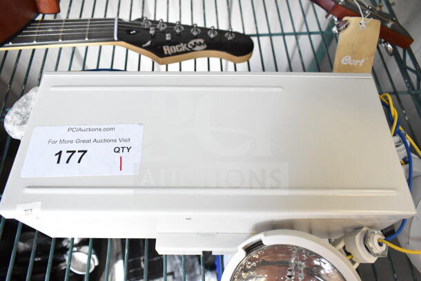 Dual Lite LMW40I-FW Emergency Light, new condition, with wires visible. Auction label with item number 177 shown.