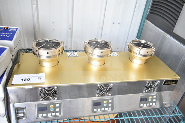 Bonmac HST-103UL Hikari Siphon Bar, gold finish, 120V, 1 Phase, with digital controls and three siphon heads.