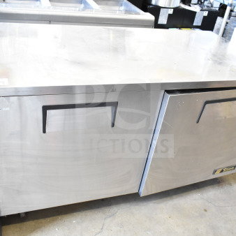 True TUC-60 Commercial 2 Door Undercounter Cooler, 115 Volts, 1 Phase. Stainless steel, good condition, visible brand label.
