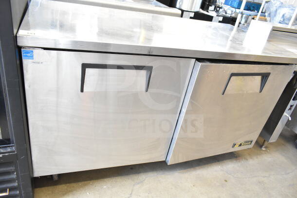 True TUC-60 commercial undercounter cooler, stainless steel, two-door, 115 volts, 1 phase, in good condition.