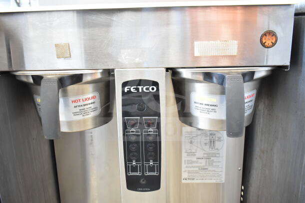 Fetco CBS-2052e20 Commercial Double Coffee Machine, stainless steel, 120/208-240 Volts, countertop model, excellent condition.
