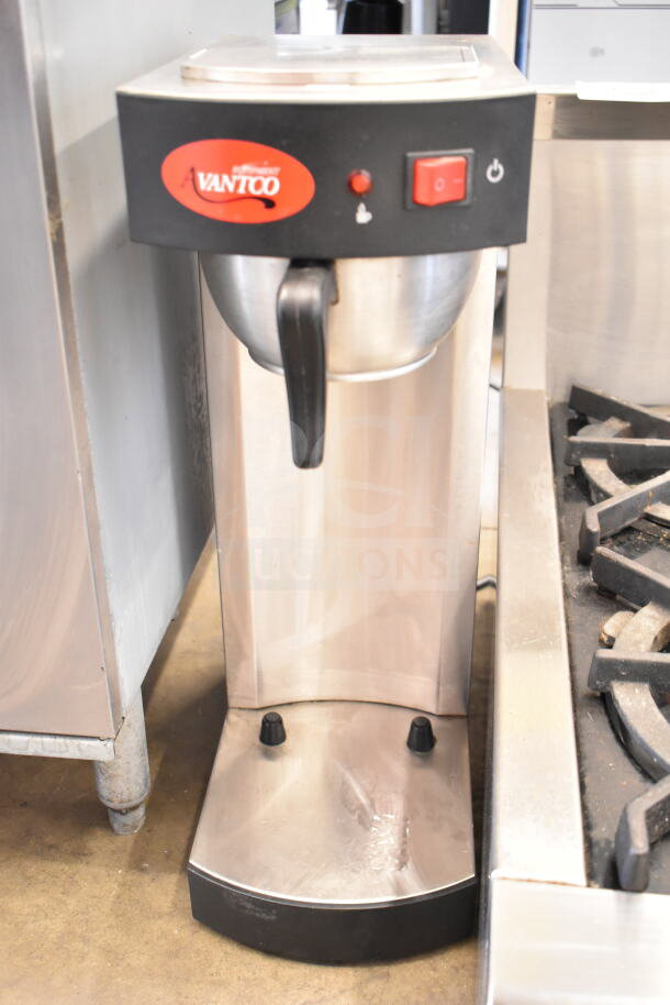 Avantco C15 Commercial Countertop Coffee Machine, 120V, stainless steel, red label, toggle switch, used condition.