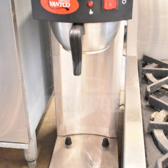 Avantco C15 Commercial Countertop Coffee Machine, 120V, stainless steel, red label, toggle switch, used condition.