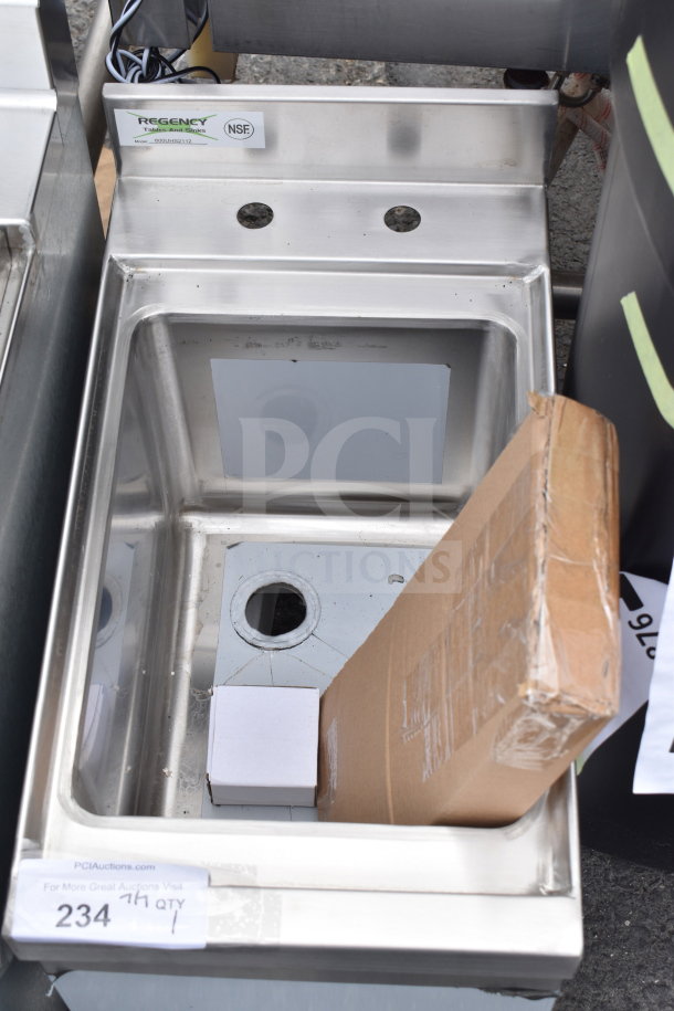 Brand new Regency 600UHS2112 1 Bowl Underbar Hand Sink, 21" x 12", scratch and dent, NSF certified, includes box and label.
