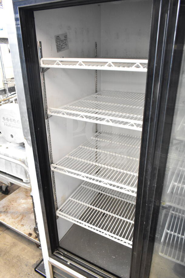 2018 Leader ESLS48 S/C 2 Door Reach-In Cooler Merchandiser, 115V, 1 Phase, white wire shelving, good condition.