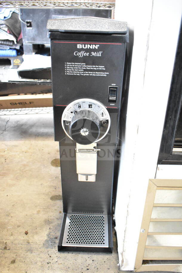 2025 Bunn G3 HD Commercial Coffee Bean Grinder, black finish, countertop design, 120V, well-maintained condition.