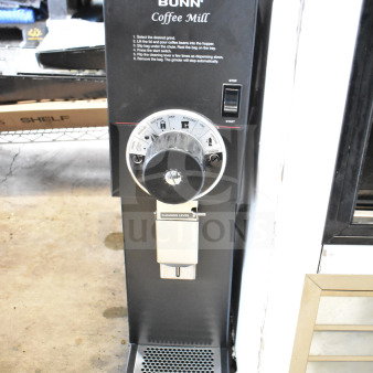 2025 Bunn G3 HD Commercial Coffee Bean Grinder, black finish, countertop design, 120V, well-maintained condition.
