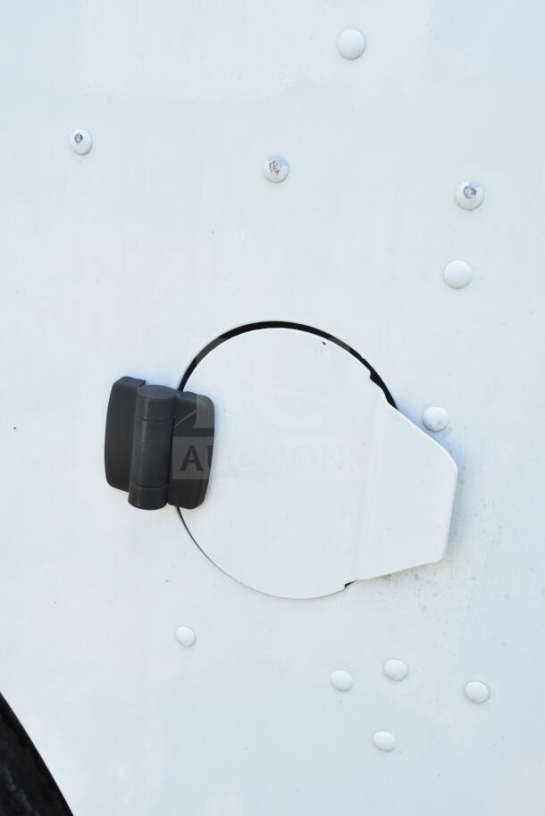 2021 Ford Step Van fuel cap detail, white exterior, VIN 1F66F5KN3M0A01361.