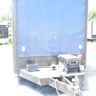 2020 Southern Dimensions 8.5x28 cold beverage/food trailer, featuring insulated blue exterior, tow hitch, and storage box.