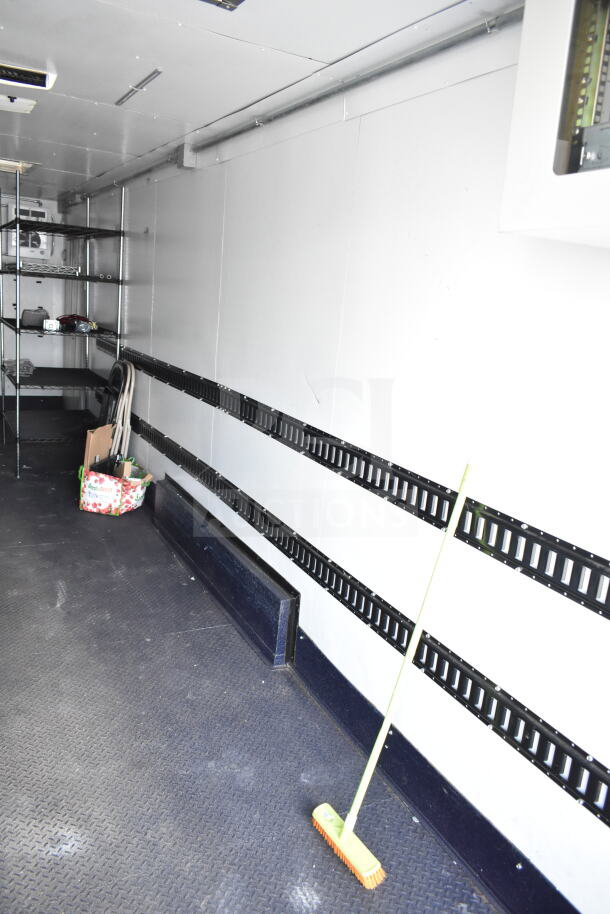 2020 Southern Dimensions 8.5x28 food trailer interior, shelves, and E-track system, clean condition, VIN 4S9S1EK20LW364346.