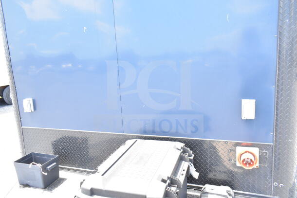 2020 Southern Dimensions 8.5x28 cold beverage/food trailer, blue exterior, electrical outlets visible, VIN 4S9S1EK20LW364346.