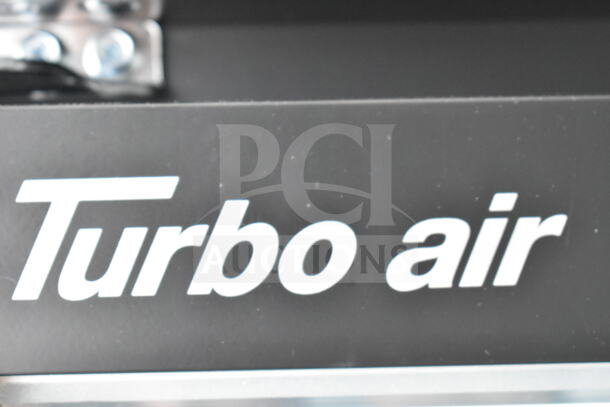 "Turbo air" label on the 2020 Southern Dimensions 8.5x28 food trailer, featuring coolers and freezers.