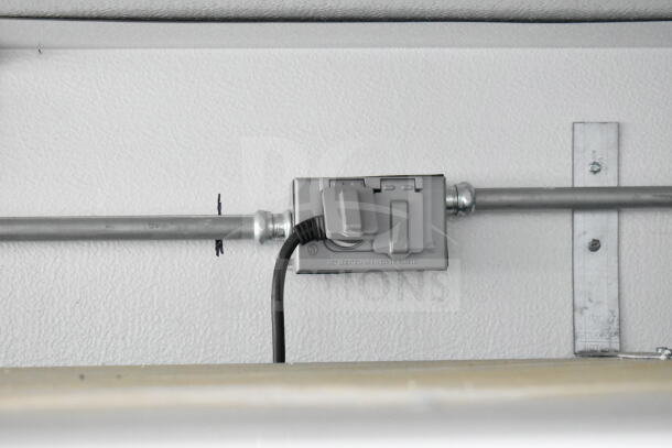2020 Southern Dimensions beverage/food trailer interior showing electrical outlet and conduit wiring, in good condition.