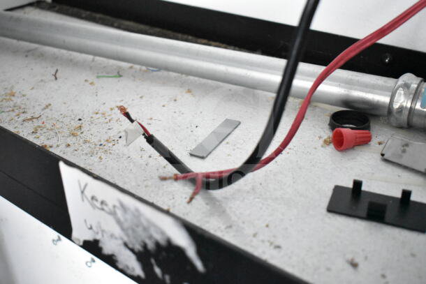 2020 Southern Dimensions 8.5x28 beverage/food trailer interior wiring and components, showing some disconnected wires.