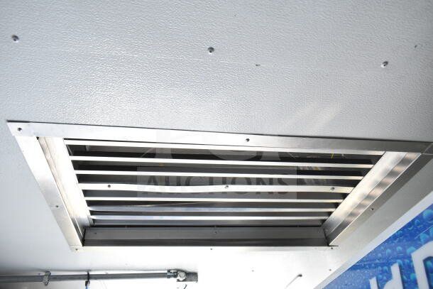Interior vent in 2020 Southern Dimensions 8.5x28 Cold Beverage/Food Trailer, showing stainless steel construction and clean finish.
