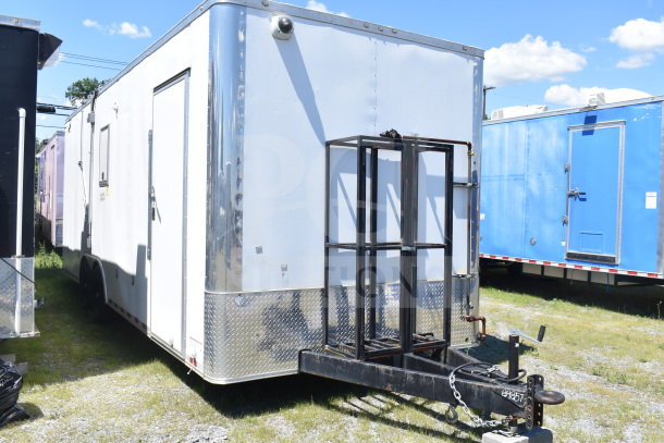 2021 Diamond Cargo 8.5x24 food trailer, white exterior, chrome accents, fully outfitted, visible VIN 53NBE2421M1089857.