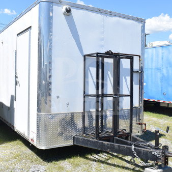 2021 Diamond Cargo 8.5x24 food trailer, white exterior, chrome accents, fully outfitted, visible VIN 53NBE2421M1089857.