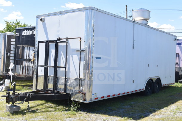 2021 Diamond Cargo 8.5x24 food trailer, white, fully outfitted, dual axle, VIN 53NBE2421M1089857, excellent condition.