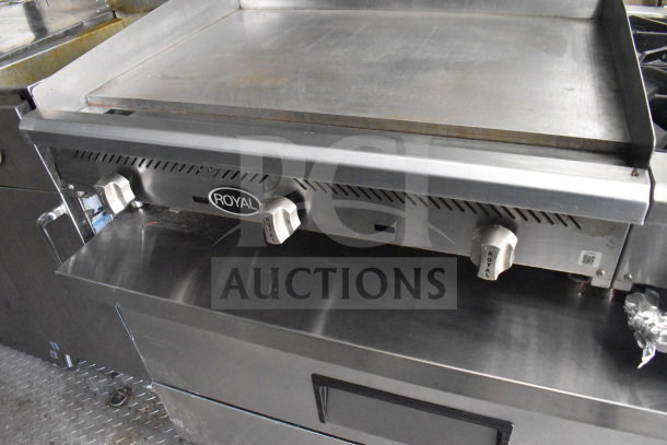 2021 Diamond Cargo food trailer griddle, Royal brand, stainless steel, equipped with grease hood, fire suppression.