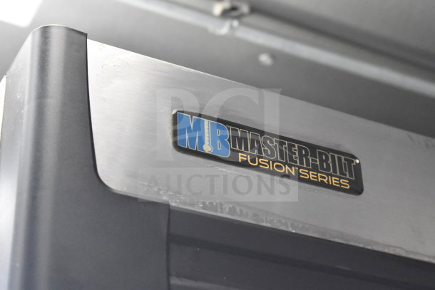 Close-up of Master-Bilt Fusion Series refrigeration unit in Diamond Cargo 2021 food trailer, showcasing branding.