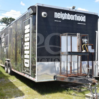 2020 Diamond Cargo 8.5x24 food trailer, black exterior, "neighborhood kitchens" branding, VIN 53NBE2427L1083687.
