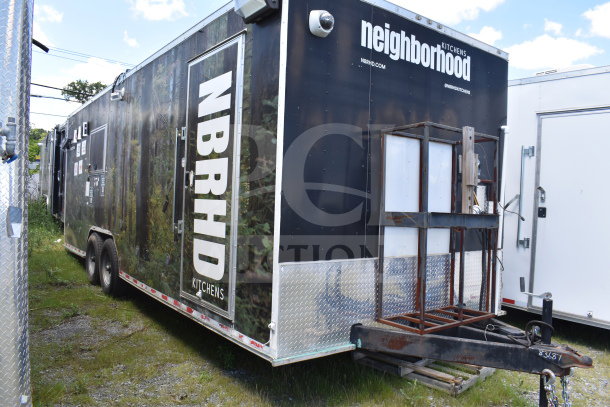2020 Diamond Cargo 8.5x24 food trailer, black exterior with custom graphics, outfitted kitchen, VIN 53NBE2427L1083687.