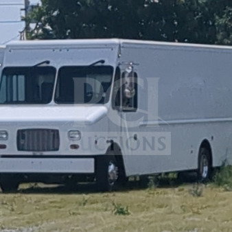 2021 Ford Step Van, white finish, VIN 1F66F5KN3M0A01361, parked outdoors, good condition.
