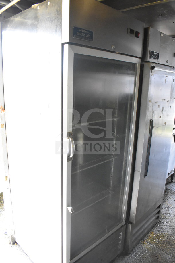 2020 Diamond Cargo food trailer interior showing Arctic Air refrigeration unit, stainless steel, fully equipped, model visible.