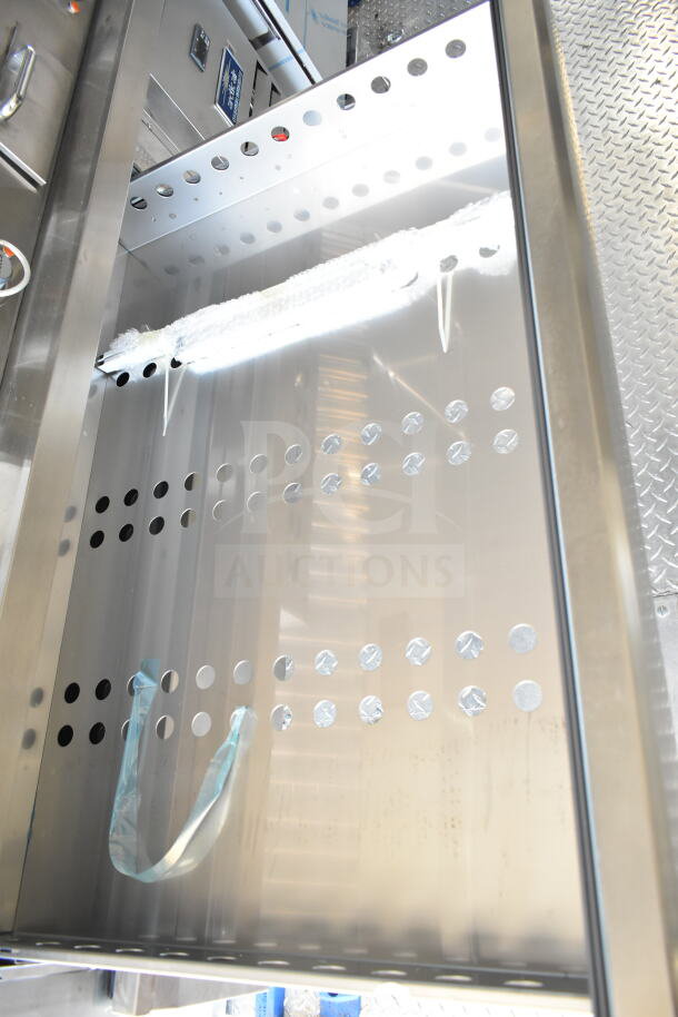 2020 Ford F59 Food Truck interior with stainless steel chef base, grease hood, and Pitco fryer, VIN visible.