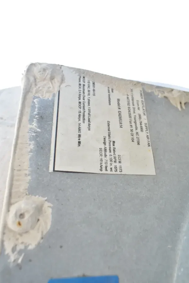 Close-up of a label on a 2020 Ford F59 food truck showing technical specifications and model details.